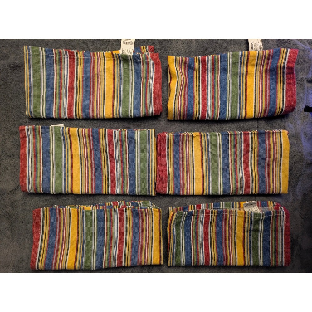 Pier 1 Imports Havanna Stripe Cotton Napkins Set of 6 Multicolor 20x20 New